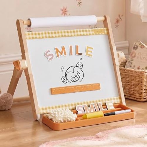 Tiny Land Tabletop Kids Art Easel, 5-Level Magnetic Drawing Board