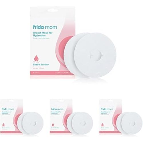 Frida Mom Hydration Packets for Breasts, Hydrate Nipples with Breast Mask Made with Aloe Vera, Honey, Tea Tree Oil, & Cucumber, 2 Sheet Masks (Pack of 4)
