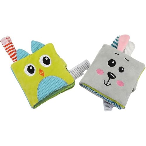 Bunny Baby Mirror Toy, Soft Crinkle Books for Tummy Time, Babies,Infant Sensory Toys 0-6-12 Months, Rabbit Touch Feel Books, Shower Baby Easter Basket Stuffers,Gifts for Boys Girls,2-Pack
