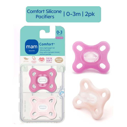 MAM Comfort Pacifier 0-3 Months, Lightweight Silicone, Orthodontic Design, 2 Pack