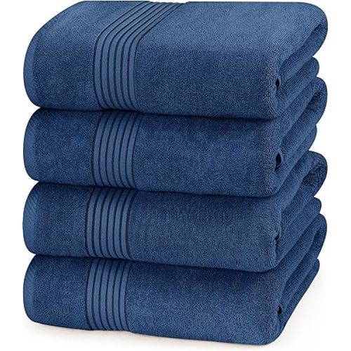 Utopia Towels 4 Pack Bath Towels Set, (27 x 54 Inches) 100% Ring Spun Cotton, Quick Dry, Highly Absorbent, Soft Feel Towels, Perfect for Daily Use (Navy)