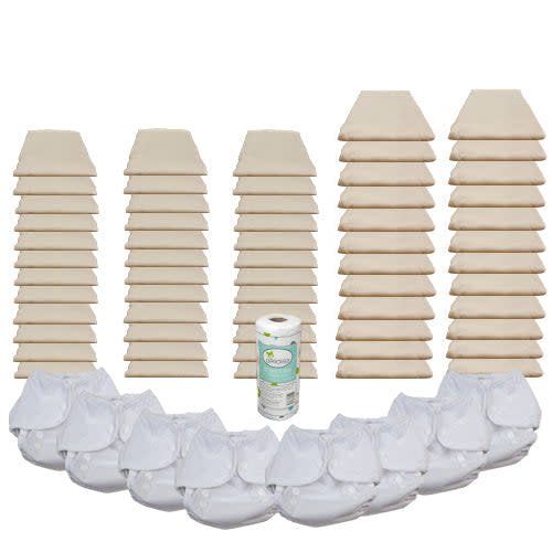 Unbleached Basic Prefold Package – 60 Diapers + 8 Thirsties Covers | ClothDiaper.com – ClothDiaper.Com