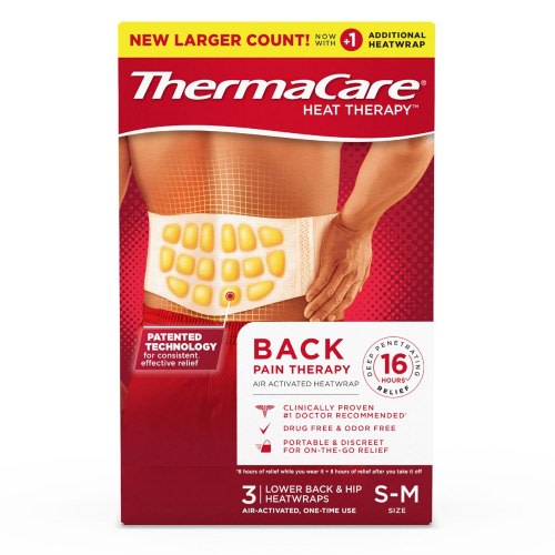 ThermaCare Lower Back & Hip Pain Relief Therapy Heat Wraps, 3 CT, S/M, L/XL