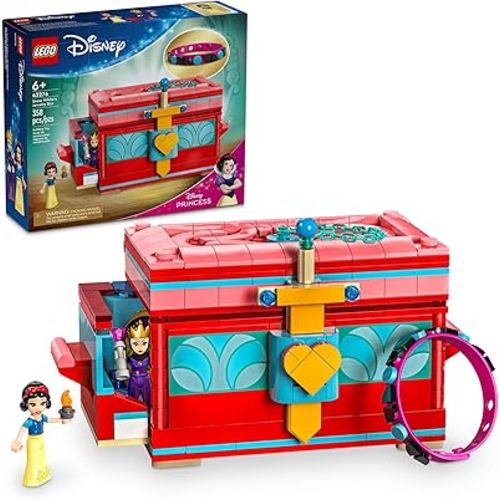 LEGO ǀ Disney Snow White’s Jewelry Box, Snow White and The Evil Queen Mini Doll Figures, Building Toy for Kids, Birthday Gift for 6 Years Old Girls and Boys, Play Disney Bracelet, 43276