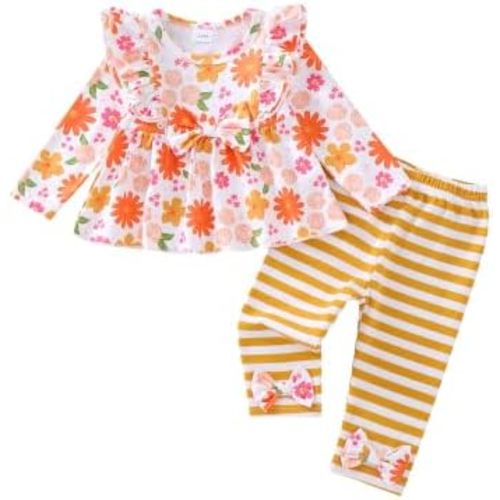 Baby Girl Clothes Infant Toddler Girl Fall Outfits Floral Pants Set 3M-3T