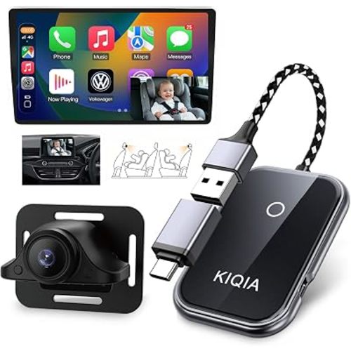 Baby Car Camera with Wireless CarPlay & Android Auto Adapter