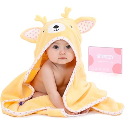Baby Hooded Towel with Unique Animal Design Ultra Soft Thick Cotton Bath Towel for Newborn (Fawn)