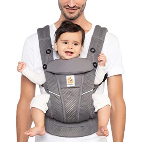 Ergobaby All Carry Positions Breathable Mesh Baby Carrier with Enhanced Lumbar Support & Airflow (7-45 Lb), Omni Breeze, Graphite Grey