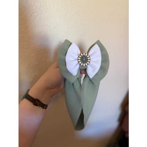 Double Stacked Headwrap Bow with Charm