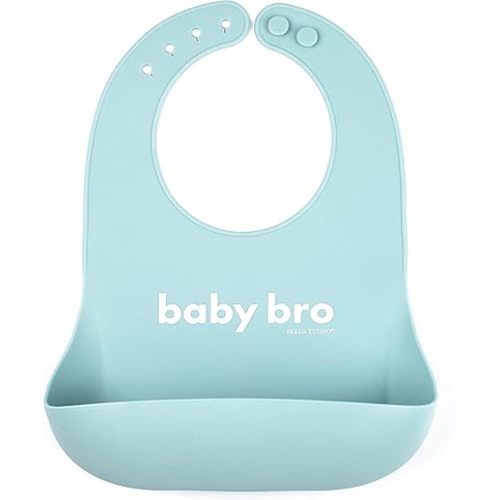 Baby Bib for Eating by Bella Tunno, Waterproof Silicone Bib with Large Food Catcher, Adjustable Fit for Babies 4-12 months & Toddlers 1-3 Years, Boys & Girls, Baby Bro