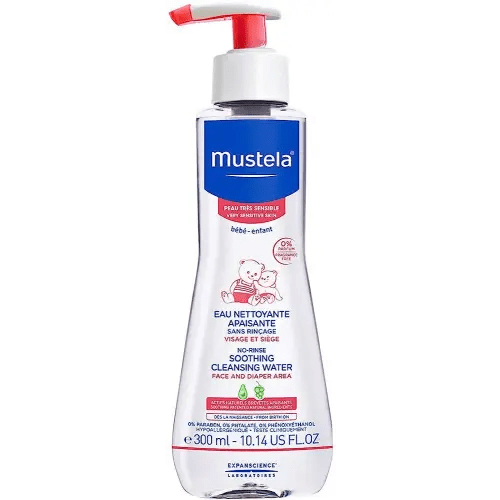 Mustela Baby Soothing Cleansing Water - No-Rinse Micellar Water for Very Sensitive Skin - with Natural Avocado & Schizandra Berry - Fragrance Free & EWG Verified - 10.14 fl. oz.