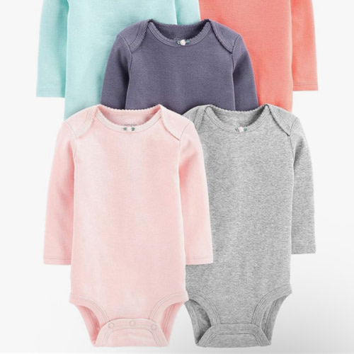 Simple Joys by Carter's Baby Girls' Long-Sleeve Bodysuit, Pack of 5