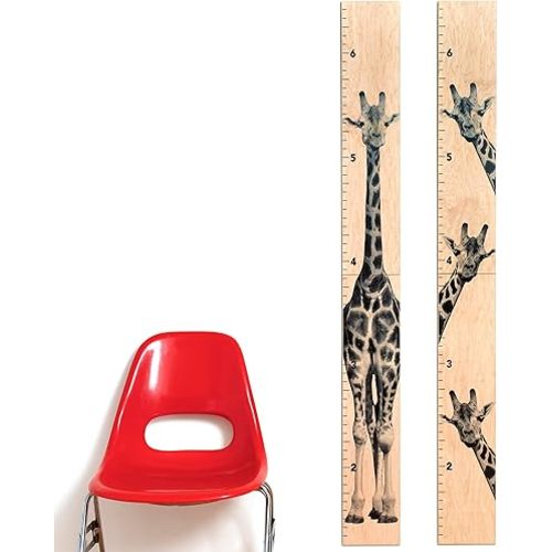 Wooden Ruler Growth Chart for Kids, Boys & Girls - Height Chart & Height Measurement for Wall - Kids Nursery Wall Decor & Room Hanging Wall Decor - Giraffe Theme - Natural