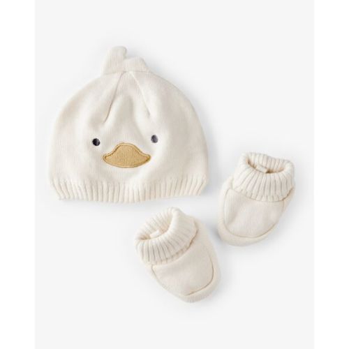 Baby 2-Piece Duck Crochet Booties & Hat - White | Carter's