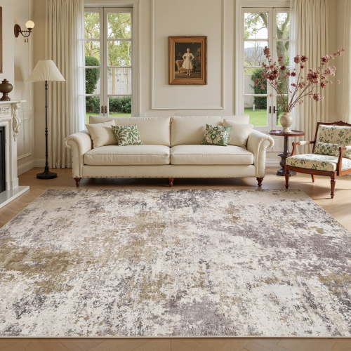 UERMEI 8'x10' Large Area Rugs for Living Room, Washable Non-slip Soft Indoor Modern Abstract Rug for Bedroom Dining Room Office Home Decor Carpet, Brown