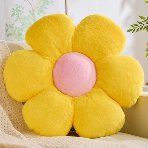 Flower Pillow Green 15.7 inch Flower Shaped Throw Pillows Daisy Plush Pillow Floor Pillows Seat Cushion Cute Aesthetic Decorative Throw Pillows for Bed Home Sofa Chair Couch Decor