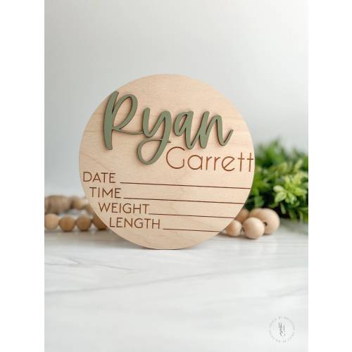 Baby Announcement Sign With Birth Stats | Matching Name Plate | Wood Sign for Name Reveal | Personalized Baby Name Sign | Sign For Hospital