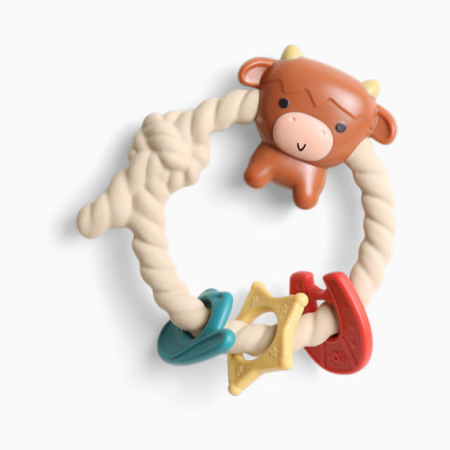 Silicone Teether with Rattle - Cow