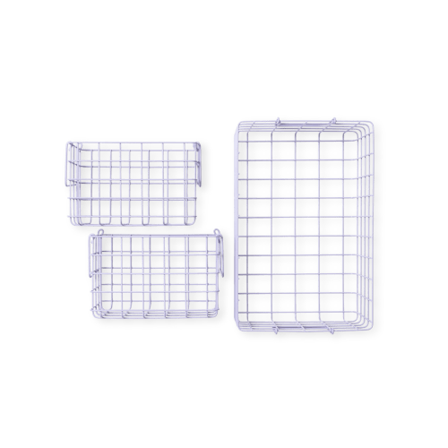The Baskets in Lilac • Purple Wire Storage Baskets • Pack of 3 (1 Big + 2 Small) • Designed to Fit Lockers & Maximize Storage • Mustard Made – Mustard Made US