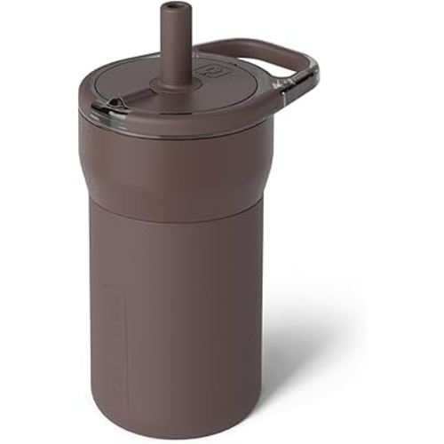 BrüMate Leap 12oz 100% Leakproof Kids Tumbler with Handle & Silicone Soft Straw | Durable Drop Resistant Silicone Sleeve | Made of Insulated Stainless Steel | Cup Holder Friendly | (Java)