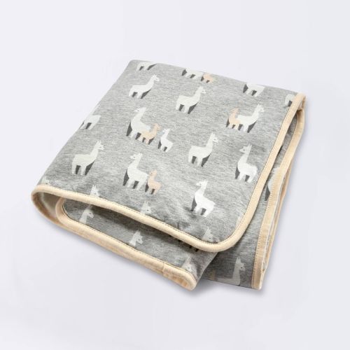 Jersey Knit Reversible Faux Fur Blanket Llamas - Cloud Island™ Gray/Cream