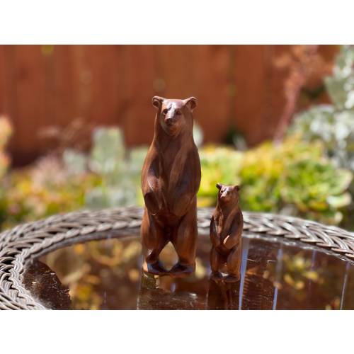 Wooden Bear Statue. Carved from a solid block of Walnut. Standing pose. Available in different sizes. Only 1 bear included with purchase.
