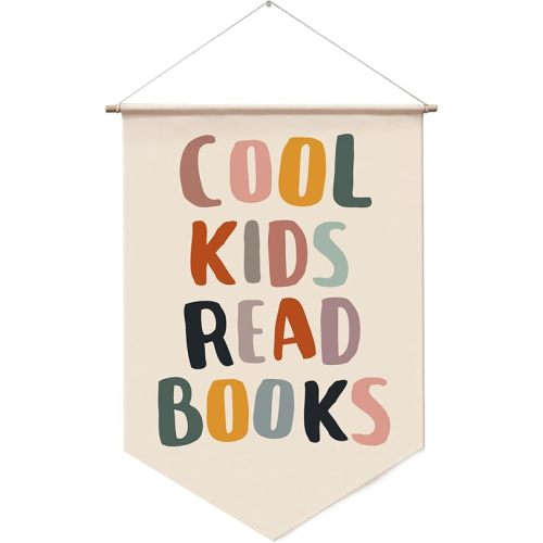 Cool Kids Read Books Wall Hanging, Classroom Wall Decor, Read Corner, Book Lover Gift, Kids Wall Decor, School Wall Hanging Banner, Reading Quote Banner, Playroom Reading Book