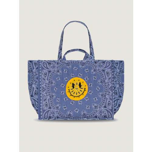 Quilted Maxi Cabas - HAPPY FACE - All Chambray