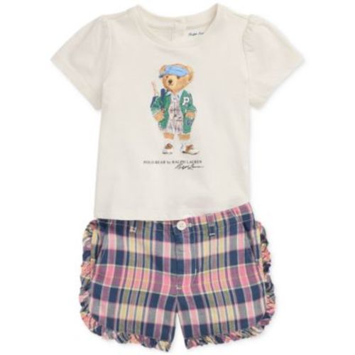 Baby Girls Polo Bear Tee & Madras Shorts Set