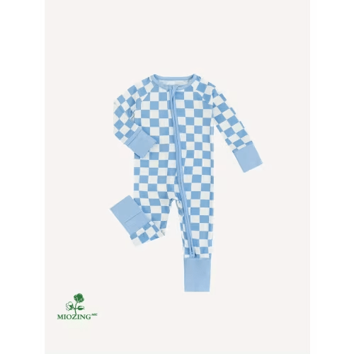 soft bamboo fiber blue checkerboard print long - Temu