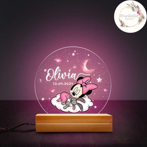 Personalized Baby Mickey and Friends Disney Night Light, Birthday Boy Gift, Birthday Girl Gift Lamp, Baby Girl Family Home Room Decoration