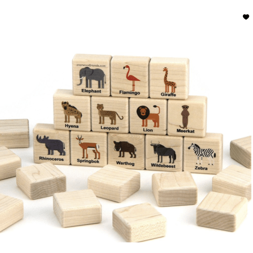 Everwood Friends African Safari Animals Wooden Matching Game