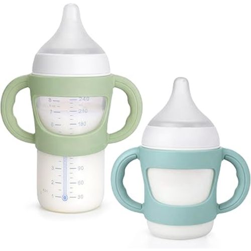 BUSOHA 2 Pack Silicone Sleeves for NUK Plastic Bottles 5oz and 8oz