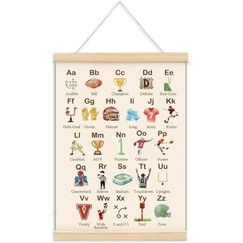 ShowDraven Funny Football Sports Hanger Frame Wall Decor, Cute Alphabet for Classroom Wall Nursery Bedroom Playroom Decor, Gifts for Boys Girls Nursery Kids, 12x16 Inch