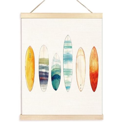BESERH Surf Wall Art, Beachy Surf Room Decor Aesthetic, Surf Board Decor Poster Hanger Frame, Summer Room Decor, Coastal Wall Decor, Summer Decorations for Home, 12x16 Inches