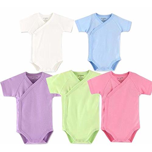 Baby Boys Girls Short Sleeves Kimono Clothes Cotton Baby Side-Snap Bodysuit Pack of Baby Layette Set