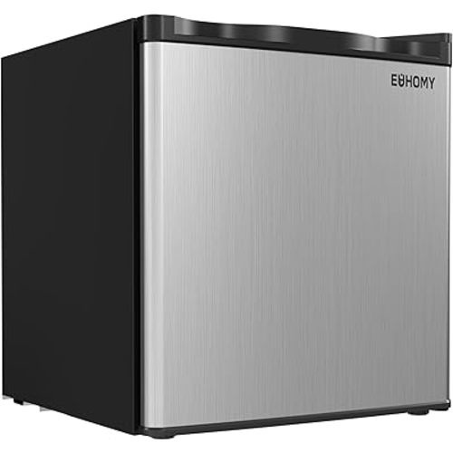 EUHOMY 1.1 Cu.ft Upright Freezer, Reversible Door Mini Freezer, Silver
