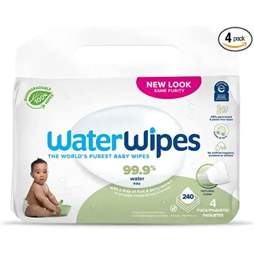 WaterWipes Biodegradable Textured Clean, Toddler & Baby Wipes, 99.9% Water Based Wipes, Unscented & Hypoallergenic for Sensitive Skin, 240 Count (4 packs), Packaging May Vary - 240 Count (Pack of 4)