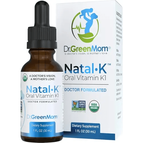 Dr. Green Mom Natal K Oral Vitamin K1 Drops for Newborns | Organic Phytonadione in MCT Oil | Natural VIT K for Babies to Support Blood Clotting
