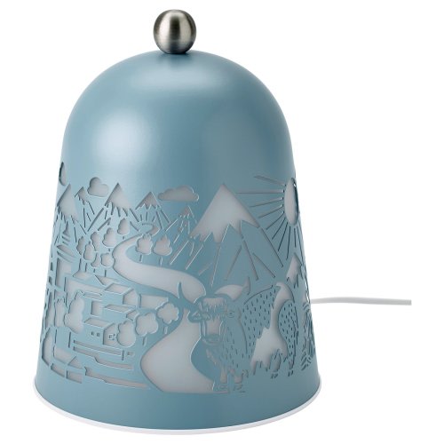 SOLSKUR LED table lamp - light blue/nickel plated