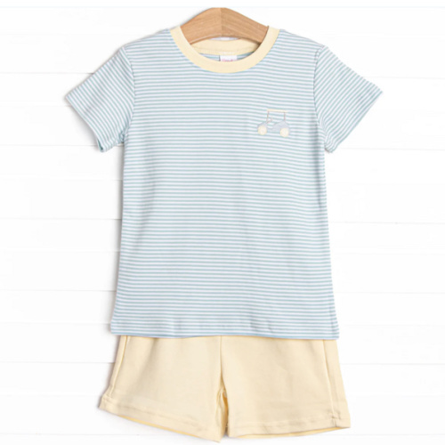 Course Cruisin' Pima Embroidered Short Set, Yellow and Mint Stripe – Stitchy Fish