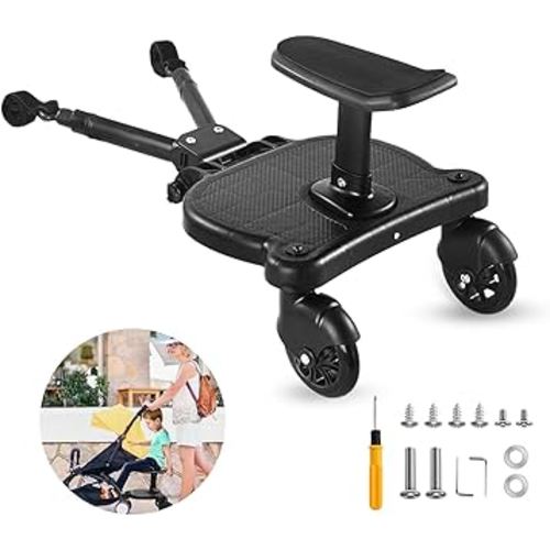 Universal Stroller Board - Stroller Attachment for Toddler to Ride,Detachable 2 in1 Sit and Stand Toddler Stroller Attachment,Holds Children Up to 55 LBs Stroller Seat Attachment.(Black)