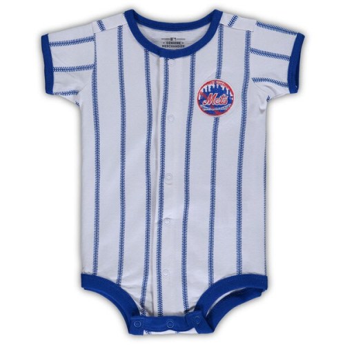 Infant New York Mets White Pinstripe Power Hitter Coverall