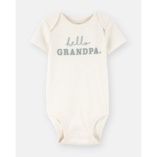 Baby "Hello Grandpa" Announcement Cotton Short-Sleeve Graphic Bodysuit - Ivory | Carter's