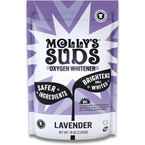 Molly's Suds Oxygen Whitener | Powerful Bleach Alternative, Chlorine Free & Color Safe | Brightens Whites and Removes Stains (Lavender Essential Oil - 79 oz)
