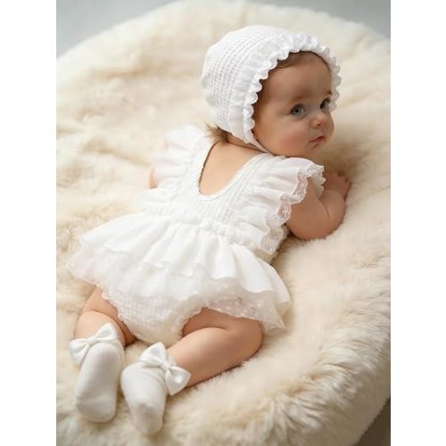 Ylsteed Newborn Girl Photoshoot Outfits Lace Newborn Photography Outfits Girl Photo Props for Newborn Girl Elastic Romper with Headband Baby Elegant Gorgeous Photography Outfit