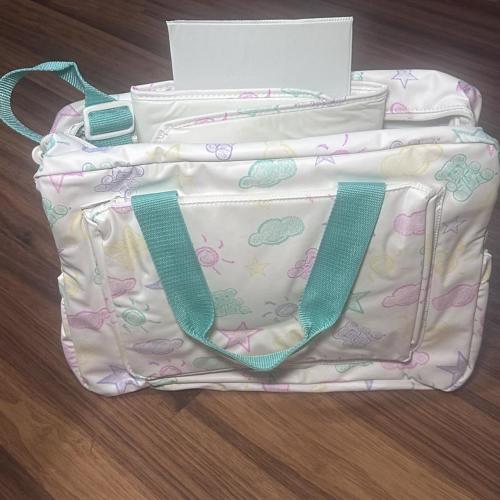Brand new Vintage white and green diaper bag with...