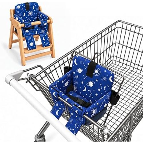 Portable Baby Shopping Cart Seat, High Chair Cover for Outdoor, One-Hand Installation Cart Seat Cover, Padded with Comfort Foam – Starry Sky