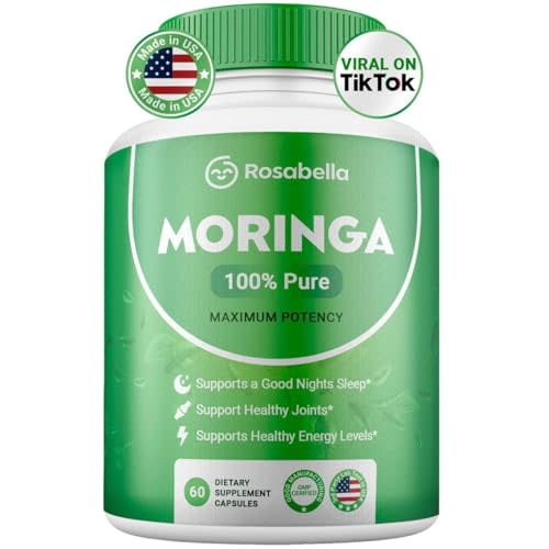 Moringa Powder Capsules - Pure Nutrient-Rich Moringa Powder - A Natural Green Antioxidant Superfood - Supports Energy, Skin Health, Gut Health+ - w/Essential Vitamins & Amino Acids A1