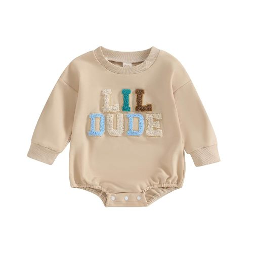 VISGOGO Newborn Infant Baby Boy Girls Oversized Romper Little Dude Sweater Onesie Coming Home Outfit Neutral Clothes